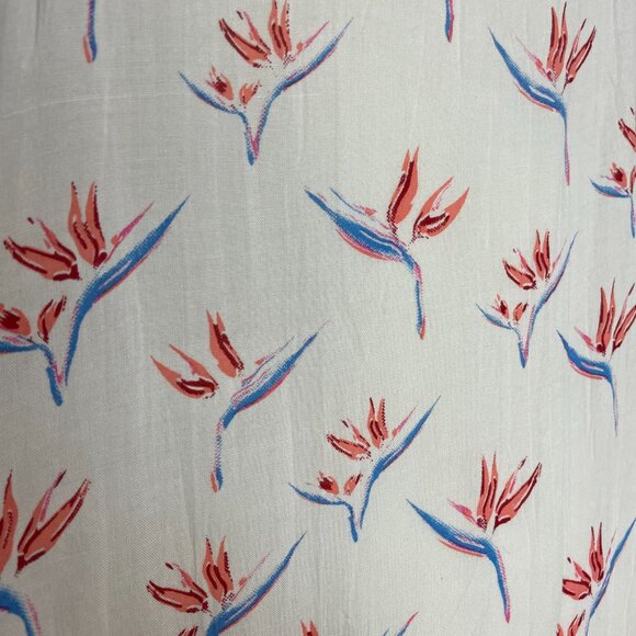 Acacia Dress Cover-Up Floral St. Tropez Birds of Paradise Size Small White Rayon - Picture 12 of 13